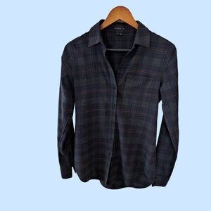 Theory Button Down Plaid Shirt Like New